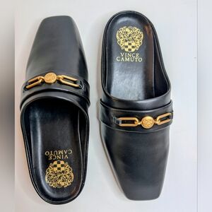 ✨ VINCE CAMUTO “Rechell” Black Leather Mules – Size 5M ✨